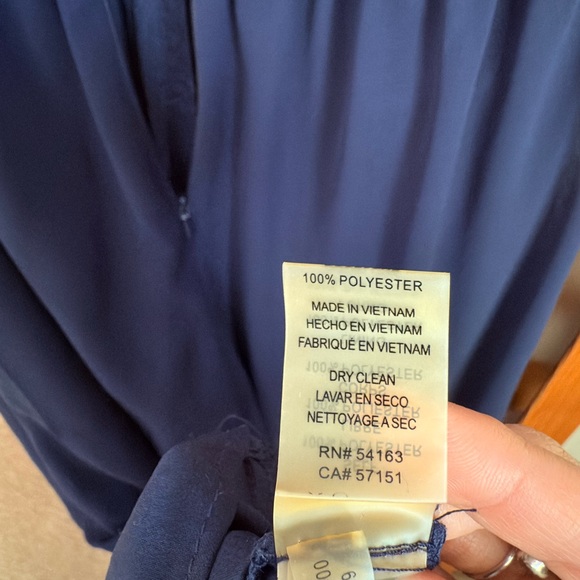 Vince Camuto Navy Blouson Halter Gold Choker Wedding Guest Jumpsuit 4 - Picture 12 of 13